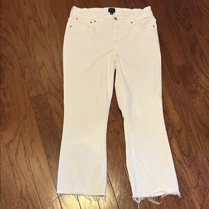 J. Crew Women's Cream Mid Rise Flare Crop Jeans